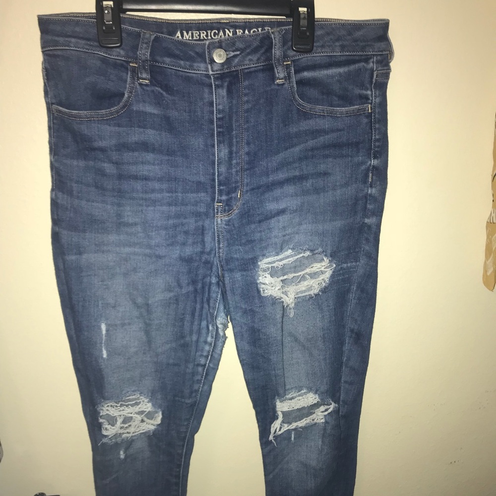 distressed high waisted skinny AE jeans